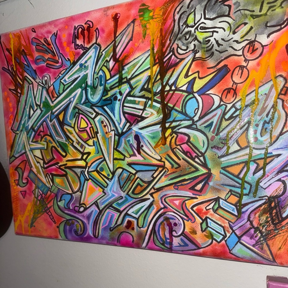 Graffiti art original hand painted 10x14 canvas using by nyc TOPIKONE DRUGINC